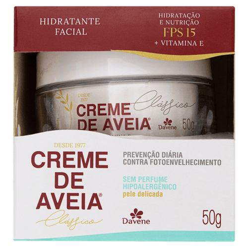 Hidratante sem Perfume Facial FPS 15 Davene Creme de Aveia Caixa 50g