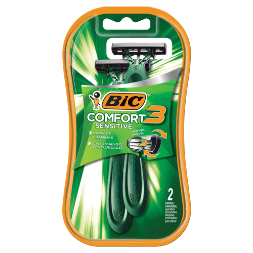 Aparelho Descartável para Barbear com Vitamina E Bic Comfort 3 Sensitive 2 Unidades