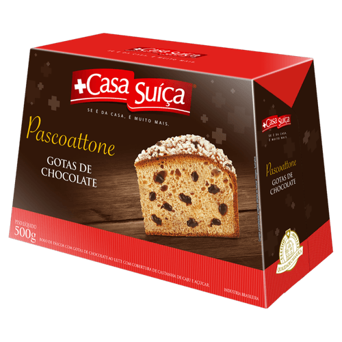 Bolo de Páscoa Gotas de Chocolate Cobertura Castanha-de-Caju e Açúcar Casa Suíça Pascoattone Caixa 500g
