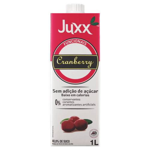 Bebida de Fruta Cranberry sem Adição de Açúcar Juxx Funcionais Caixa 1l