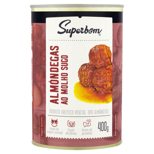 Almôndega ao Molho Sugo Vegetal Superbom Lata 400g