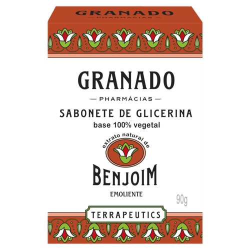 Sabonete em Barra Base 100% Vegetal de Glicerina Extrato Natural de Benjoim Emoliente Granado Terrapeutics Caixa 90g