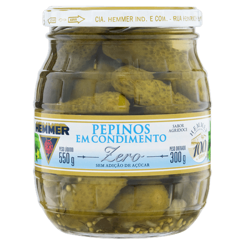 Pepinos em Condimento Zero Hemmer 300G