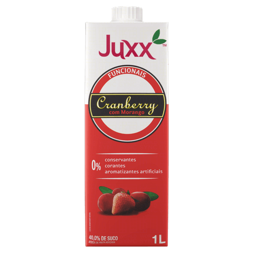 Bebida de Fruta Adoçada Cranberry com Morango Juxx Funcionais Caixa 1l