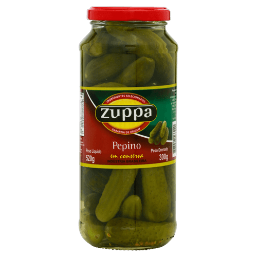 Pepino em Conserva Zuppa Vidro Peso Líquido 520g Peso Drenado 300g