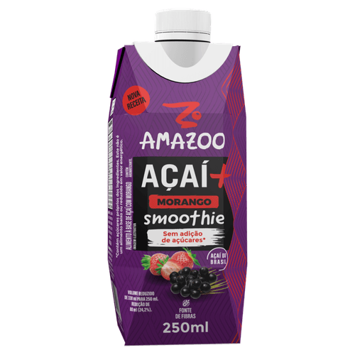 Smoothie à Base de Açaí e Morango sem Adição de Açúcar Amazoo Caixa 250ml