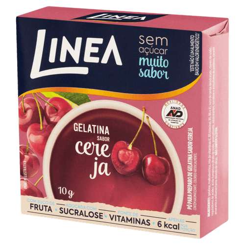 Gelatina Linea em Pó Zero Cereja Caixa 10 g