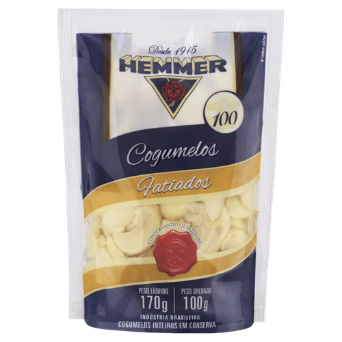 Cogumelo em Conserva Fatiado Hemmer Sachê 100 g