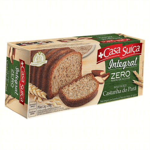Bolo Suíço Integral de Castanha-do-Pará sem Adição de Açúcar Casa Suíça Caixa 250g