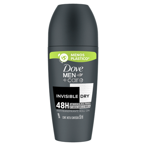 Antitranspirante Roll-On Invisible Dry Antimanchas Brancas e Amarelas 48h Dove Men+Care 50ml