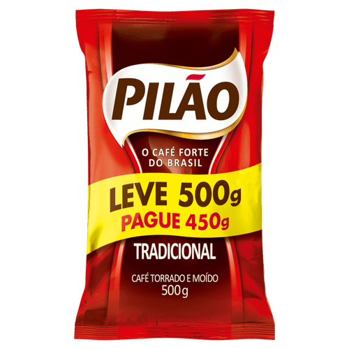 Café Torrado e Moído Tradicional Pilão Pacote Leve 500g Pague 450g
