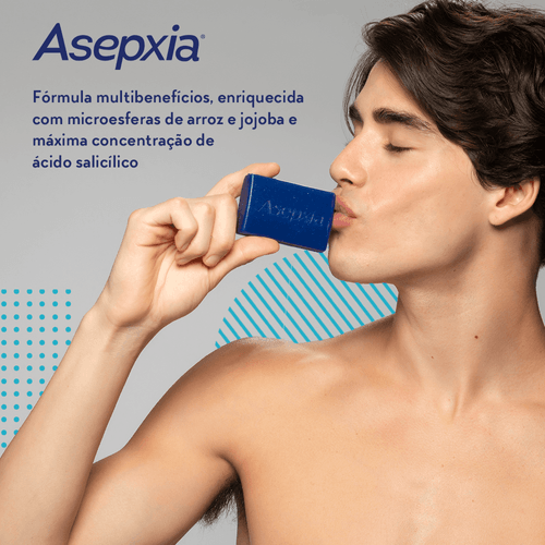 Asepxia Sabonete Barra Esfoliante Ação ANTICRAVOS, com MICROESFERAS e Ácido Salicílico 2%, Pele Mista e Oleosa, 80g