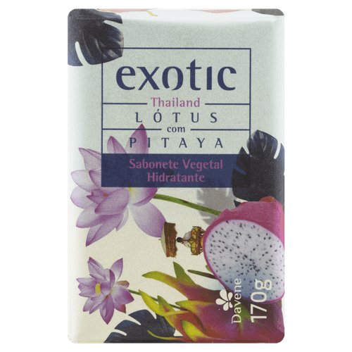 Sabonete em Barra Vegetal Hidratante Thailand Lótus com Pitaya Davene Exotic Envoltório 170g