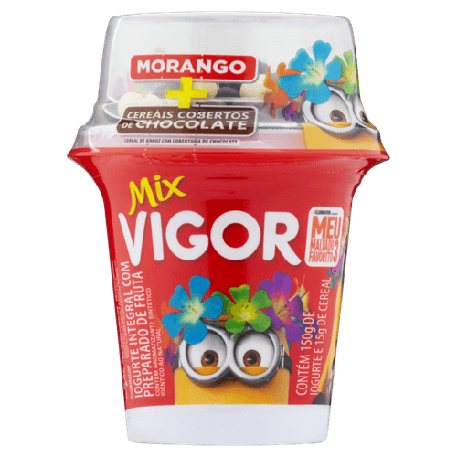 Iogurte Integral Morango Com Cereais De Chocolate Meu Malvado Favorito 3 Vigor Mix Copo 165g