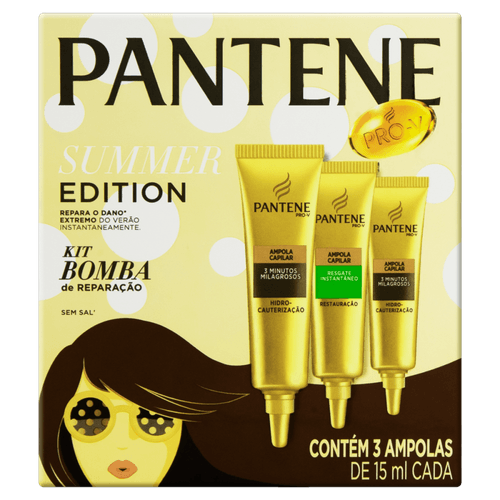 Ampola De Tratamento Pantene Bomba De Reparação 3 Unidades 15ml Cada Summer Edition