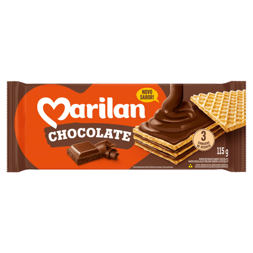 Biscoito Wafer Recheio Chocolate Marilan Pacote 115g