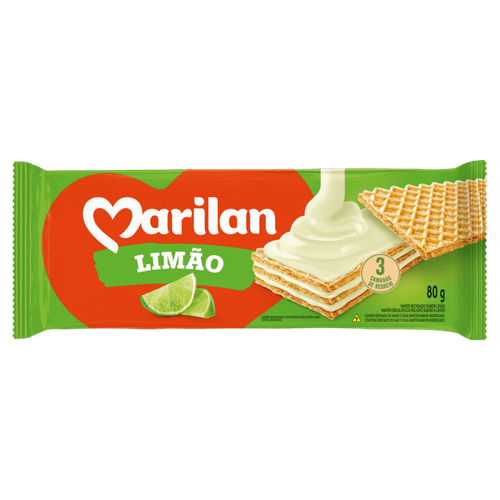 Biscoito Wafer Recheio Limão Marilan Pacote 115g