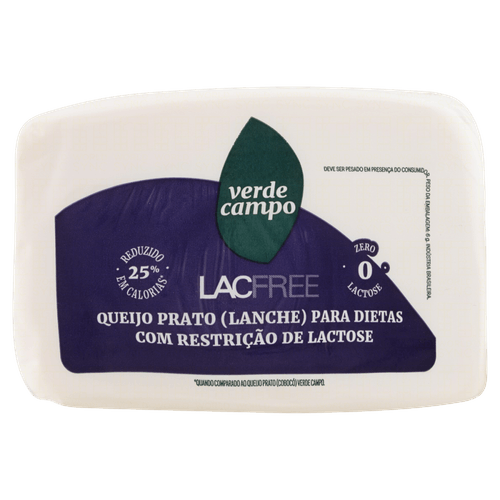 Queijo Prato Lanche Zero Lactose Para Dietas Com Restrição De Lactose Verde Campo Lacfree 500g
