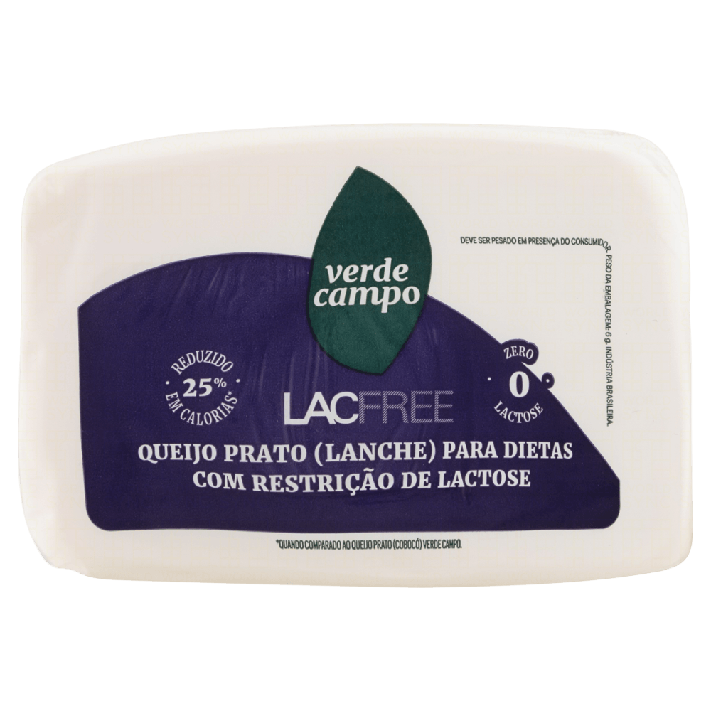 Queijo Prato Lanche Zero Lactose Para Dietas Com Restrição De Lactose Verde Campo Lacfree 500g