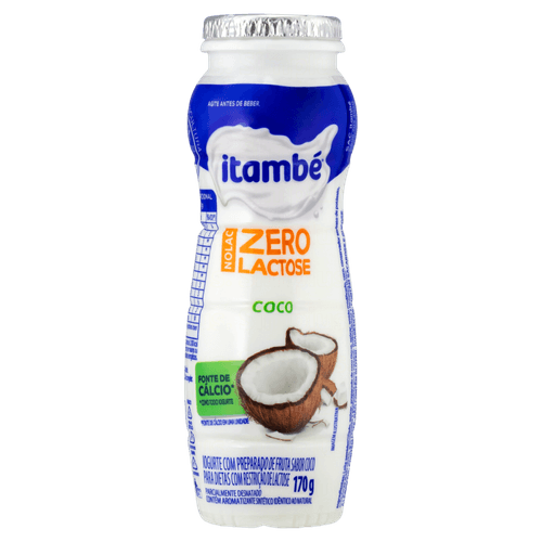 Iogurte Parcialmente Desnatado com Preparado de Fruta Coco Zero Lactose para Dietas com Restrição de Lactose Itambé Nolac Frasco 170g