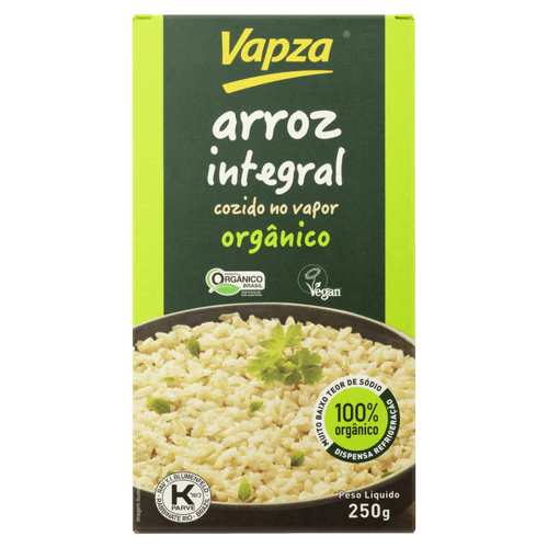 Arroz Cozido no Vapor Integral Orgânico Vapza Caixa 250g