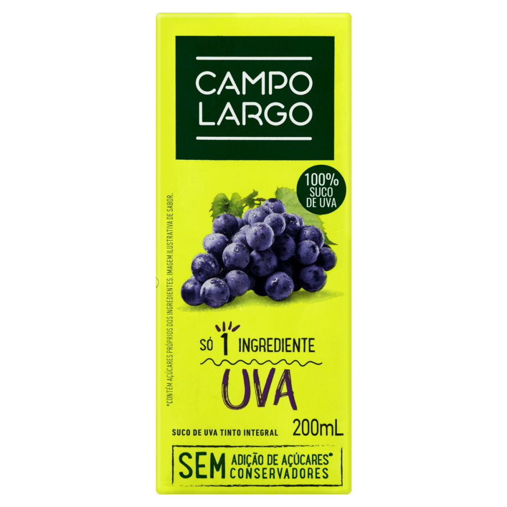 Suco de Uva Campo Largo Integral TP com 200ml