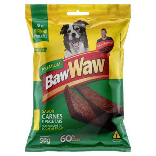 Bifinho para Cães Adultos Carnes e Vegetais Baw Waw Premium Pacote 50g