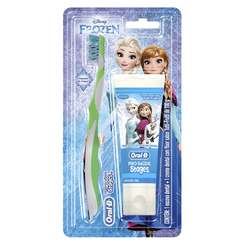 Kit Infantil Oral-B Stages Creme Dental Frozen 75ml + Escova Dental Frozen