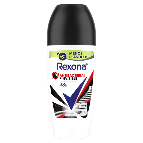 Antitranspirante Roll-On Antibacterial e Invisible 48h Rexona 50ml