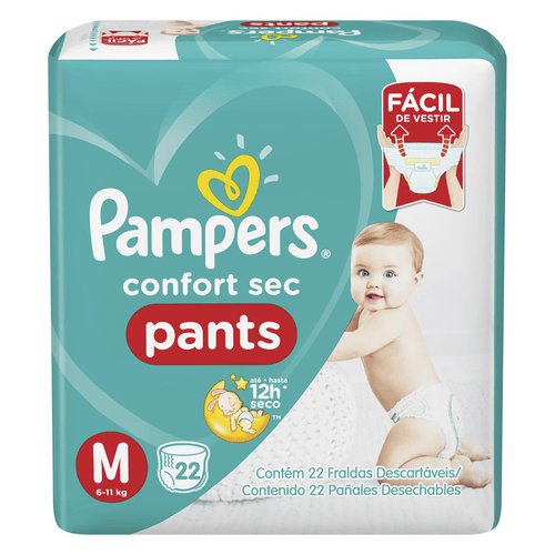 Fralda Pampers Confort Sec Pants M 22 Tiras