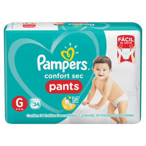 Fralda Pampers Confort Sec Pants G 34 Tiras