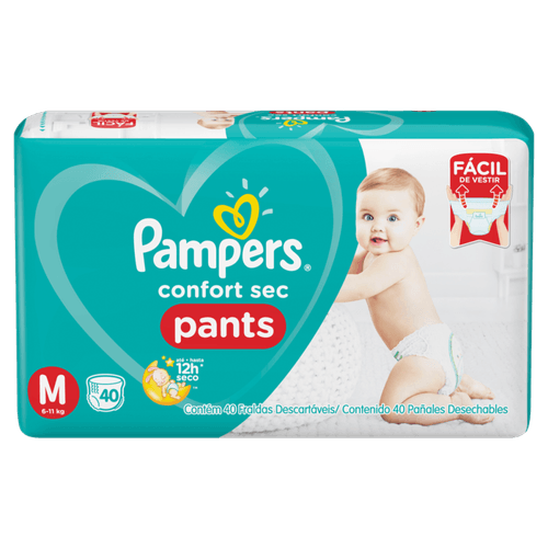 Fralda Pampers Confort Sec Pants M 40 Tiras