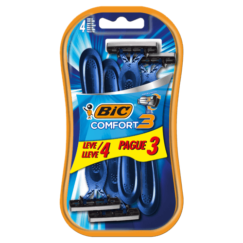 Aparelho de Barbear  Bic Comfort 3 Normal Embalagem Promocional com 4 Unidades