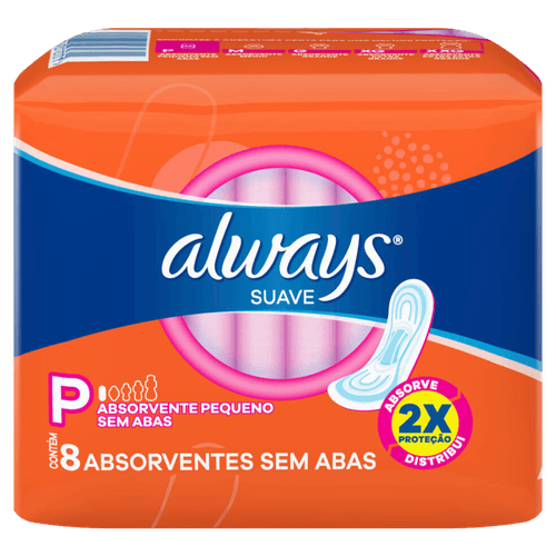 Absorvente sem Abas Suave Always P Pacote 8 Unidades