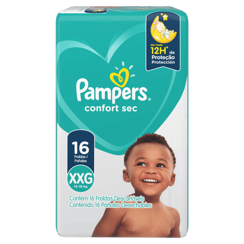 Fralda Descartável Infantil Pampers Confort Sec XXG 14 a 18kg Pacote 16 Unidades