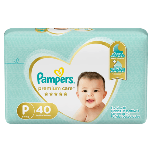 Fraldas Pampers Premium Care P 40 Tiras