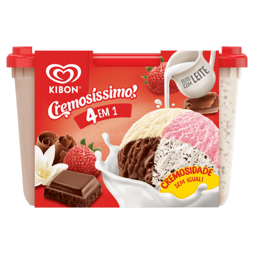 Sorvete 4 em 1 Kibon Cremosíssimo Pote 2l