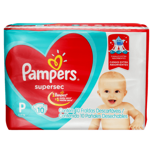 Fralda Descartável Infantil Pampers Supersec P Pacote 10 Unidades