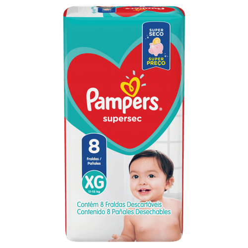 Fraldas Pampers Supersec XG 8 Tiras