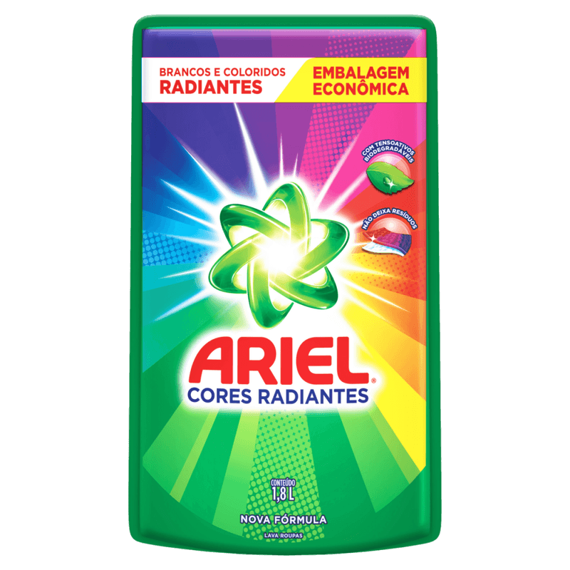 Lava-Roupas-Liquido-Roupas-Brancas-e-Coloridas-Ariel-Cores-Radiantes-Sache-18l-Embalagem-Economica