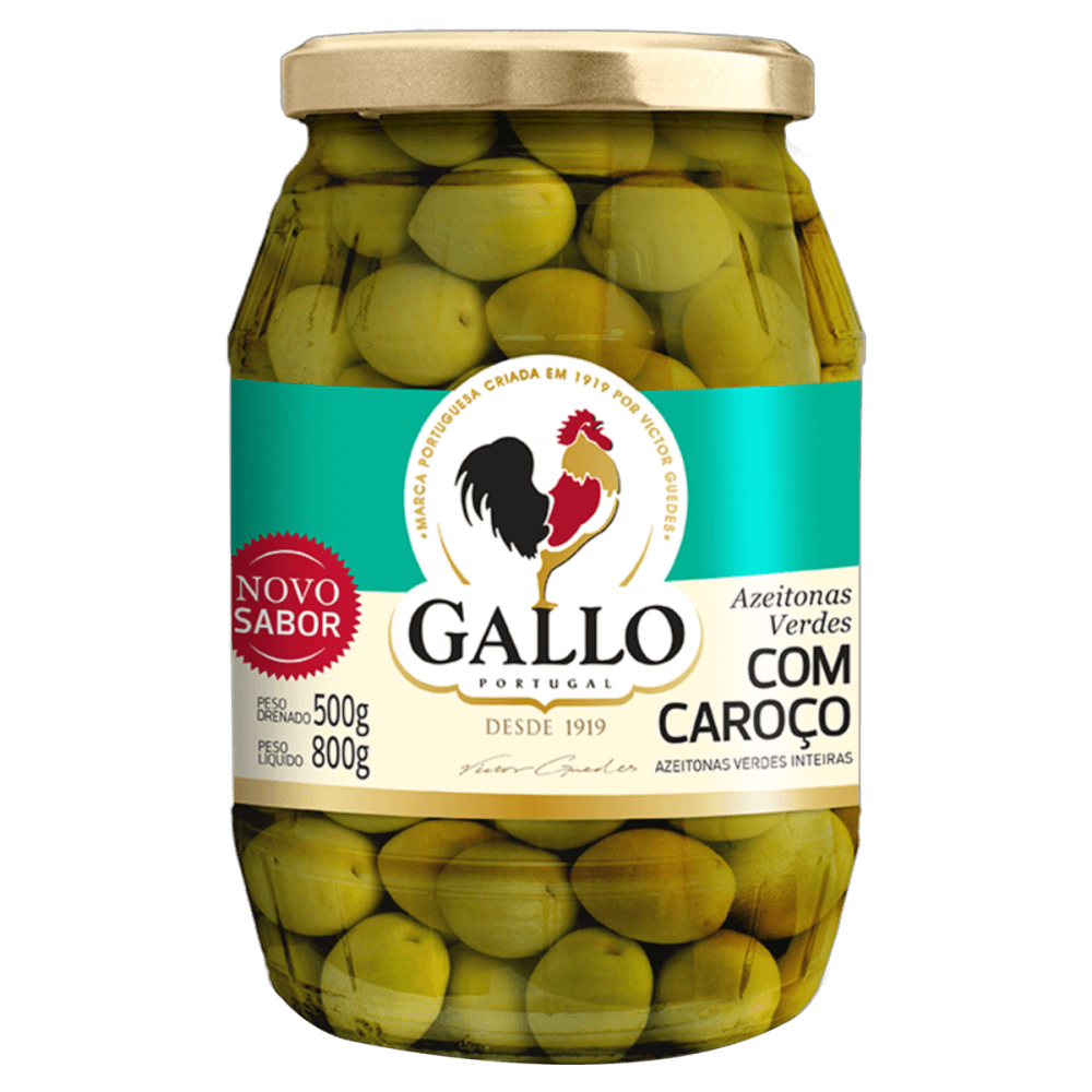 Azeitona Verde Gallo Com Caroço Vidro com 500g