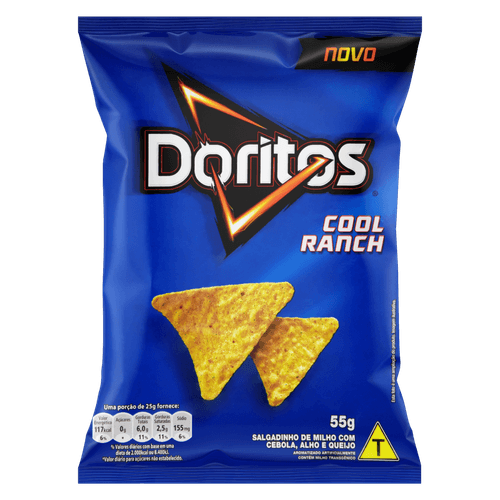 Salgadinho de Milho com Cebola, Alho e Queijo Cool Ranch Doritos Pacote 55g