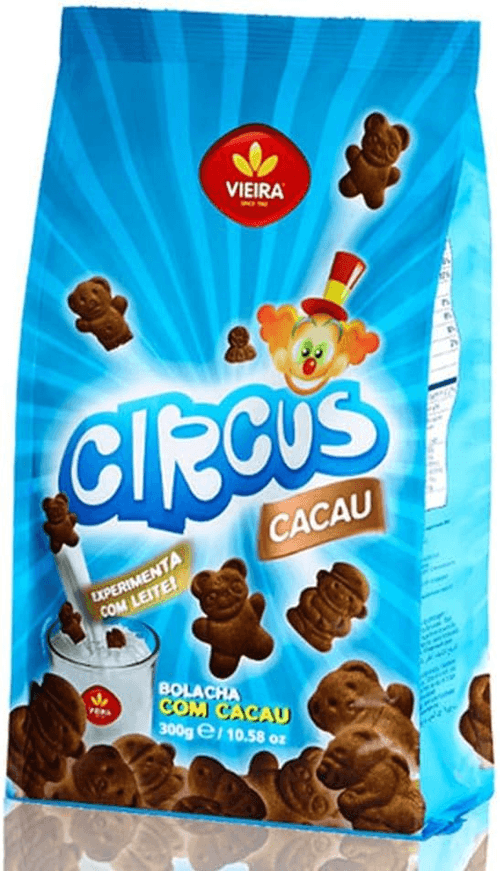 Biscoito Doce Cacau Vieira Circus Pacote 300g