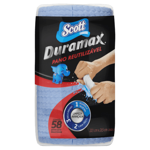 Pano Reutilizável Azul Scott Duramax 20,1cm x 21,5cm 58 Unidades