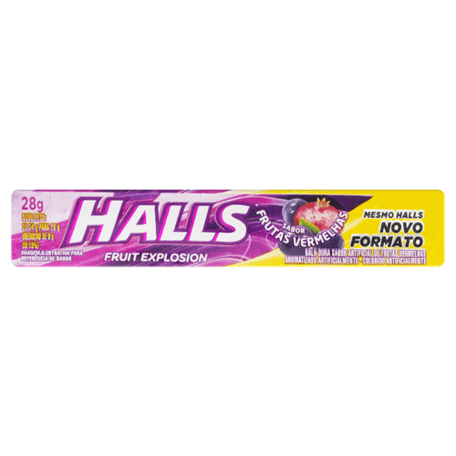Bala Dura Frutas Vermelhas Halls Fruit Explosion Pacote 28g
