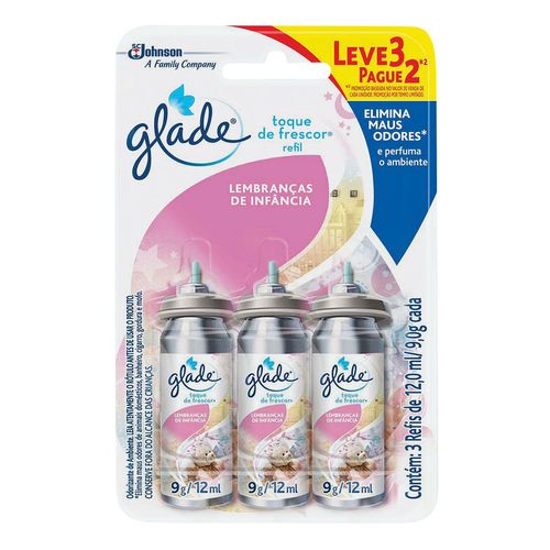 Odorizador de Ambiente Lembranças de Infância Glade Toque de Frescor Blister 12ml Cada Refil Leve 3 Pague 2 Unidades