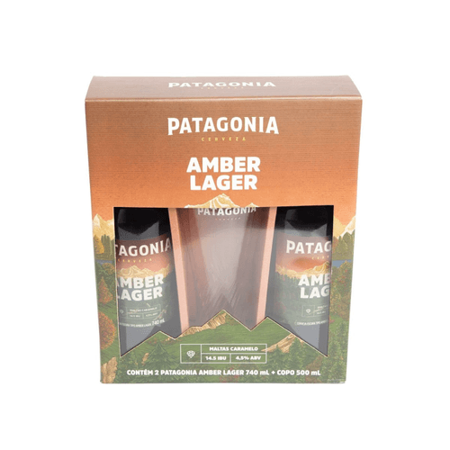 Kit Cerveja Patagonia Amber Lager + copo 740ml 2 Unidades