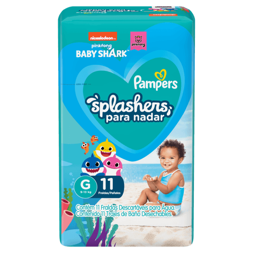 Fralda Descartável para Nadar Infantil Pampers Splashers G 9 a 13kg Pacote 11 Unidades