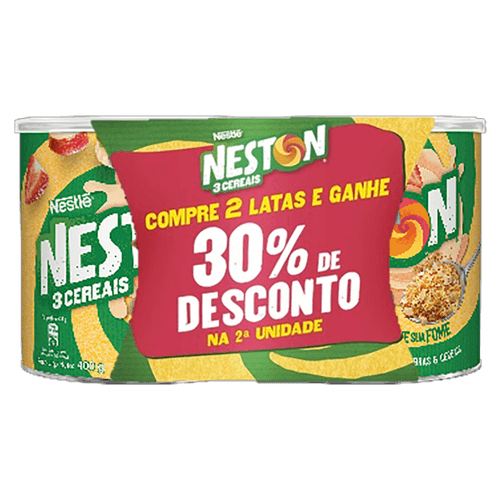 Cereal Trigo, Cevada e Aveia Neston 3 Cereais Lata 800g 2 Unidades de 400g Cada Grátis 30% de Desconto na 2ª Unidade