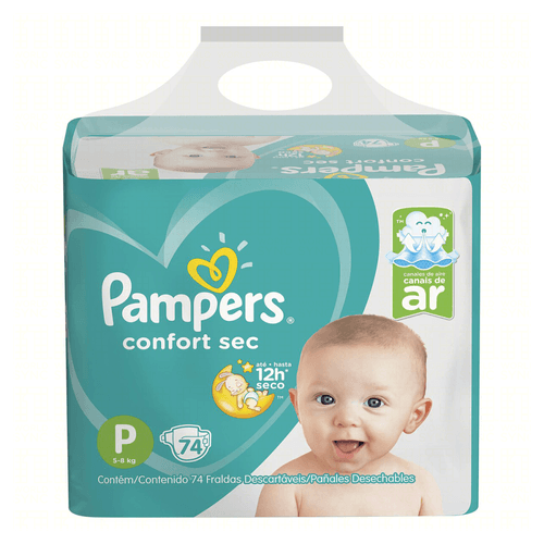 Fralda Descartável Infantil Pampers Confort Sec P Pacote 74 Unidades